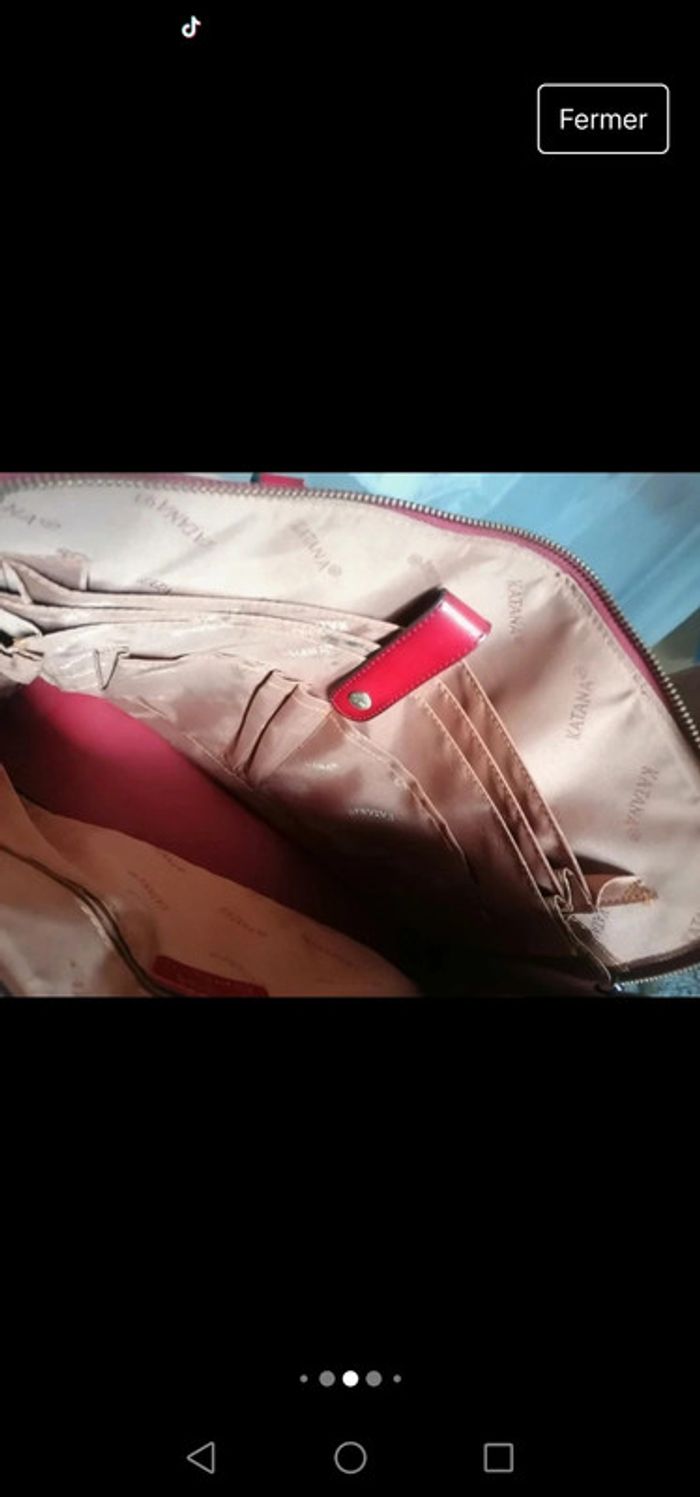 Sac vintage Katana cuir rouge véritable - photo numéro 13