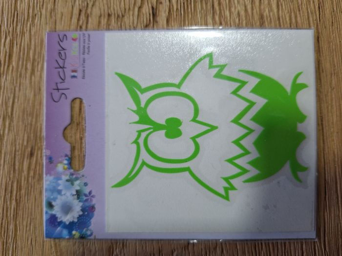 sticker autocollant chouette hibou couleur verte - neuf emballé