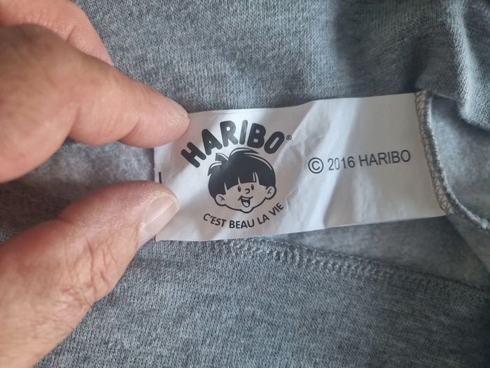 Sweat à capuche original unisexe - Taille L / 40 - Haribo - Gris floqué Haribo - photo numéro 6