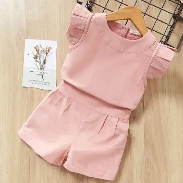 Ensemble fille 6 ans rose blouse et short