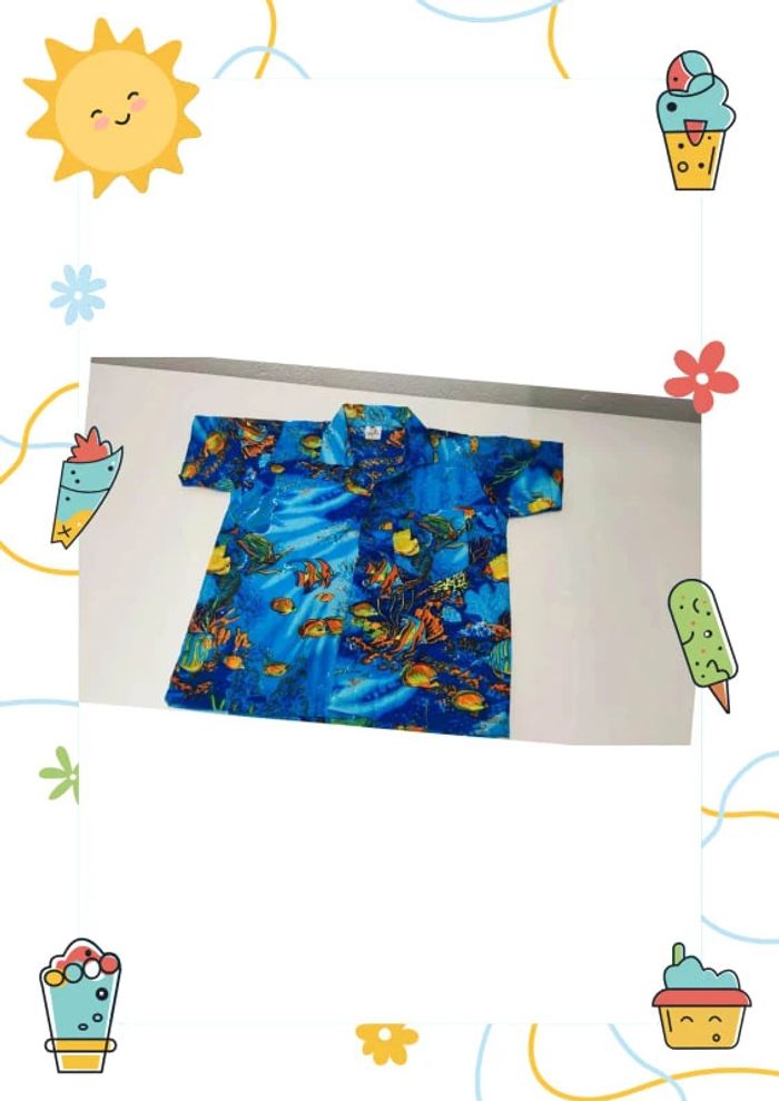Chemisette hawaïenne bleu