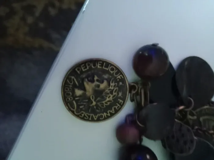 Collier pierres et pièces dollar et français vintage - photo numéro 12