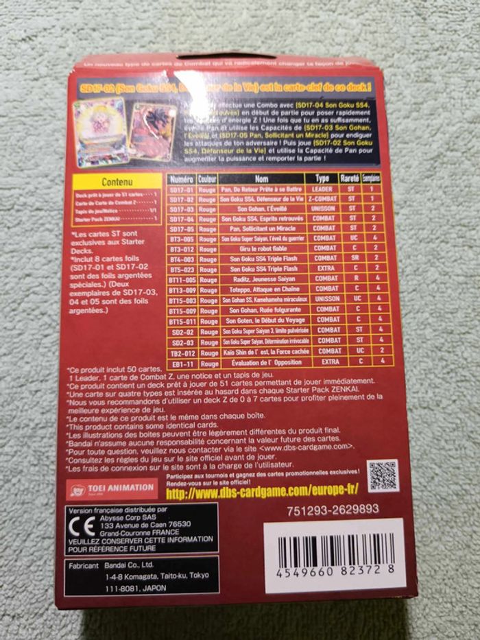 Deck de carte à collectionner Dragon Ball Super n°17 - Red Rage - photo numéro 2