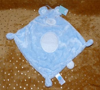 Doudou plat ours bleu blanc Tex neuf