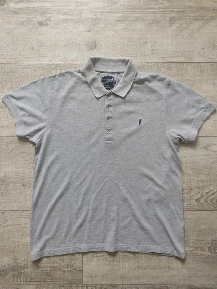 Polo manches courtes gris logo brodé bleu marine taille XL Gentleman Farmer