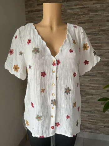Chemise en coton à fleurs
