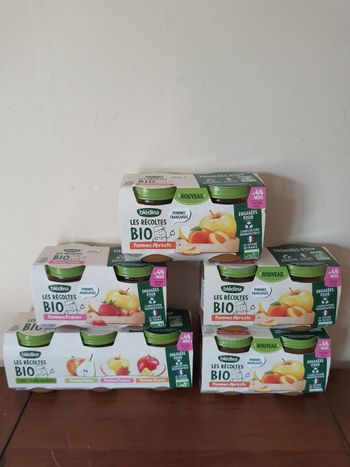 Lot de 5 packs compotes fruits  Bledina Bio dès 4/6 mois