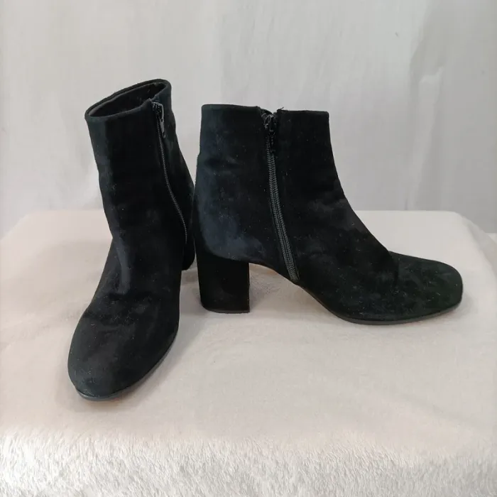 Boots croûte de cuir Noir - Unisa - Taille 36 bottines femme noir, talon 6,5cm élégantes - photo numéro 7