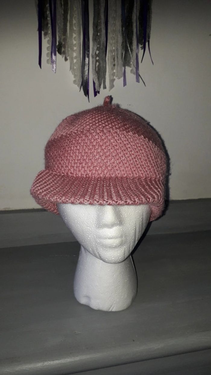 Casquette d'hiver en tricot rose