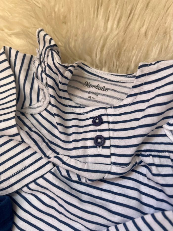 Fille 👧🏻 Ensemble tunique marinière marine/blanc + legging bleu - kimbaloo 6 mois - photo numéro 4