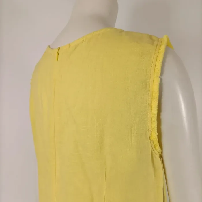 Robe jaune sans manches coton brodé détails ajourés taille M estimée A007 - photo numéro 8