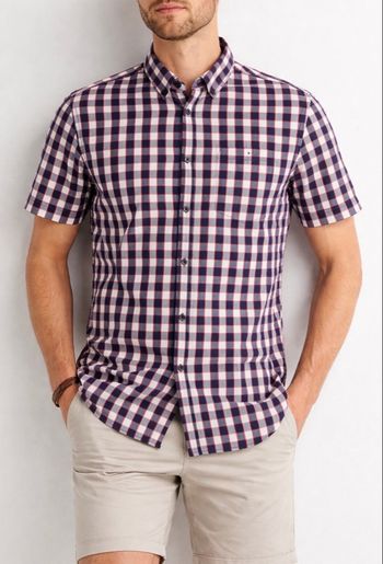 Chemise Jules à carreaux bleu rouge manches courtes