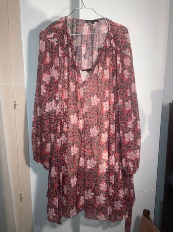 Robe Maje imprimé fleurs rouge