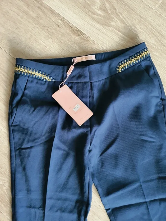 Pontalon droit taille s couleur bleu marine - photo numéro 3