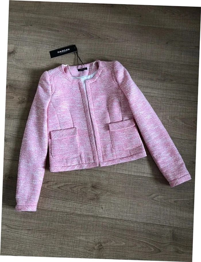 Veste de tailleur rose et blanche neuve Morgan taille 38 (valeur 79€) - photo numéro 11