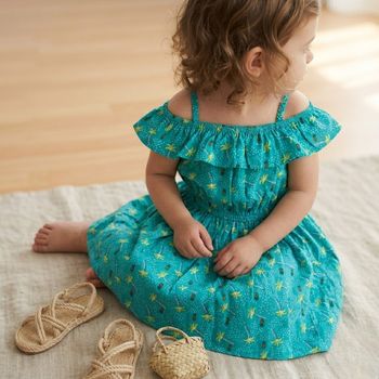 Robe d'été Turquoise Palmiers & Ananas – 3 ans