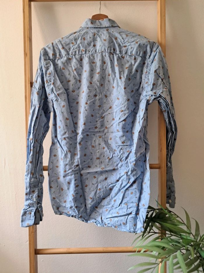 Chemise bleu clair Brice motif fleuri taille M parfait etat - photo numéro 4