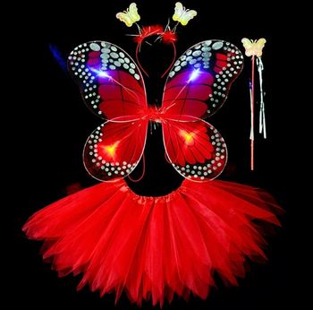 Déguisement papillon rouge aile à LED et ces accessoires Taille unique 3-6ans