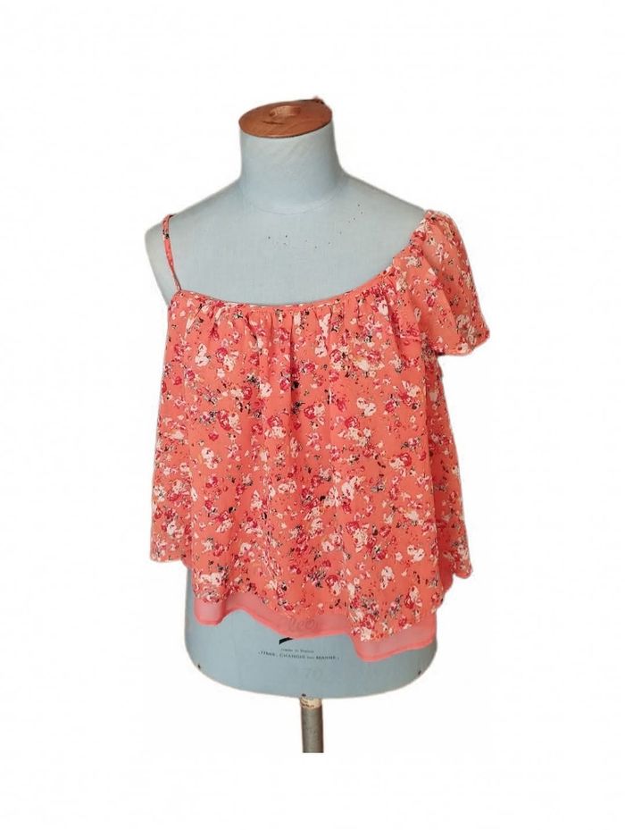 Taille 38 joli haut orange fleuri - photo numéro 3