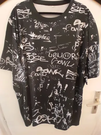 T-shirt avec graffiti, pour homme ou femme, noir et blanc taille 6XL