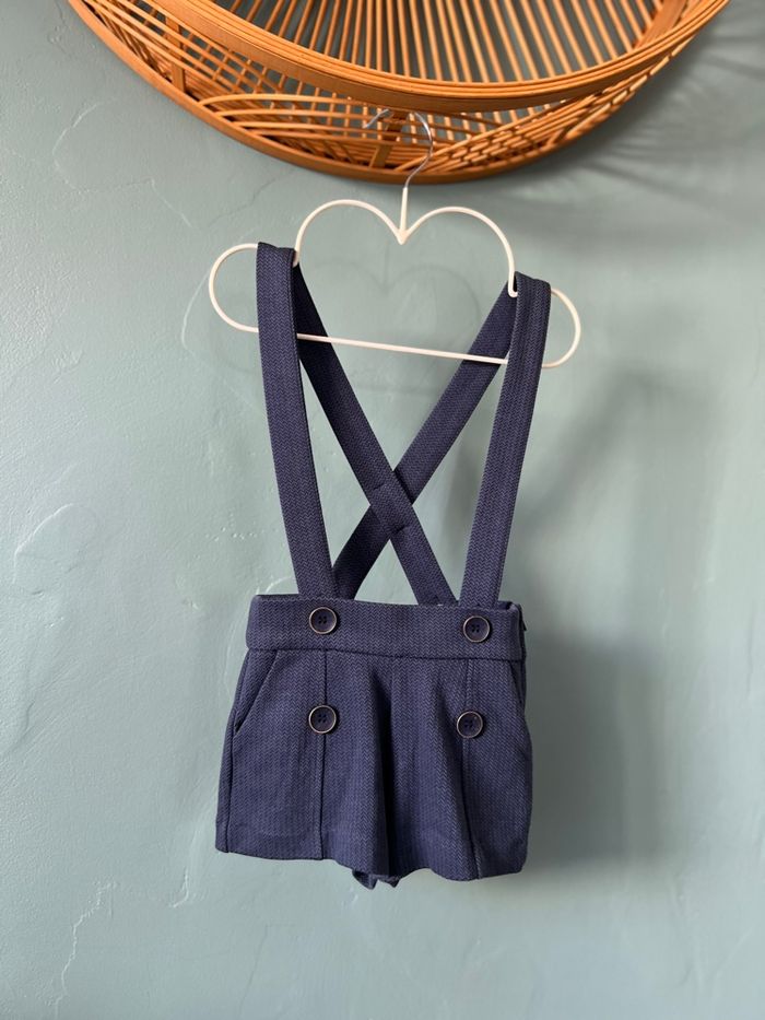 Ensemble chemise jean et short à bretelles 3/4 ans - Bleu & Marine - photo numéro 6
