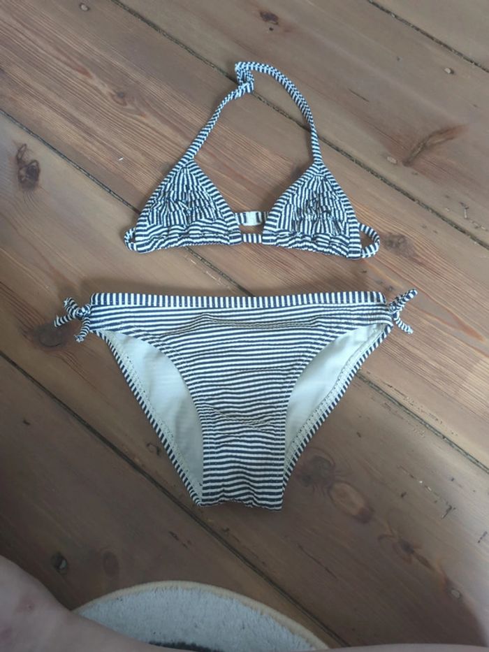 Bikini maillot de bain enfant 5 ans fille rayures marinière tao