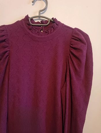 Blouse Chemisier pourpre coton à broderie Promod Taille M En très bon état