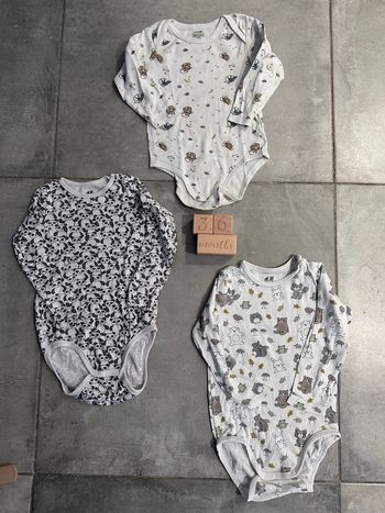 Lot de 3 bodys H&M taille 36 mois très bon état