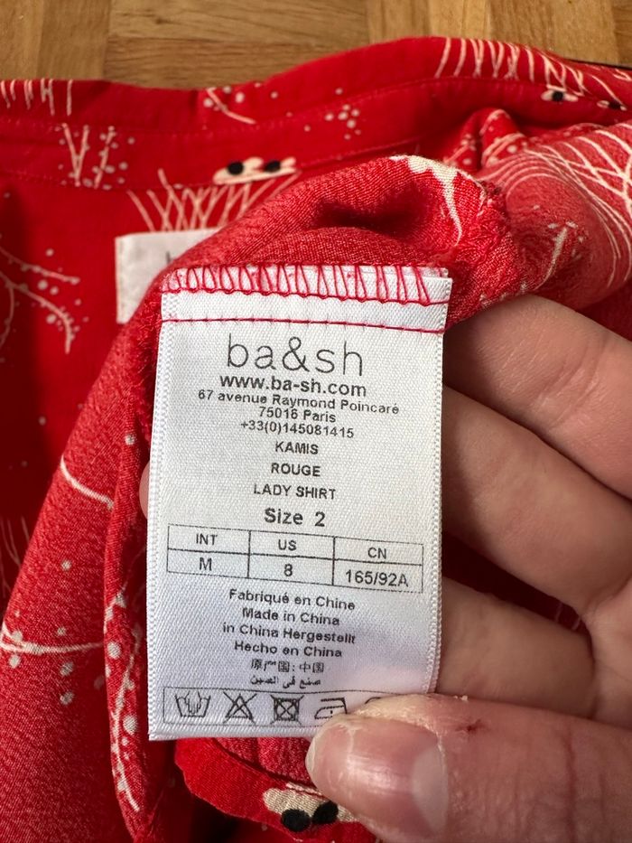 Chemisier Ba&sh rouge à motifs noirs taille 38 - photo numéro 5