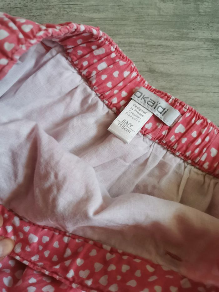 Jupe rose à cœurs blancs à volants pour 6 ans - photo numéro 4