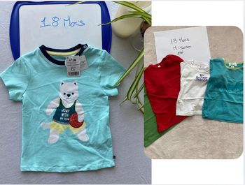 Lot 5 T-shirts manches courtes 👕 : 1 Neuf et 4 TBE - Okaïdi, DPAM,Vertbaudet & autre - 18 mois
