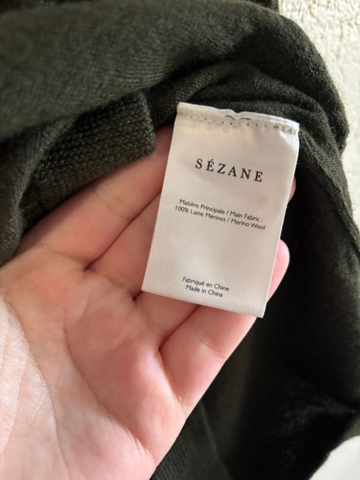 Pull laine mérinos Sezane Kaki - photo numéro 5