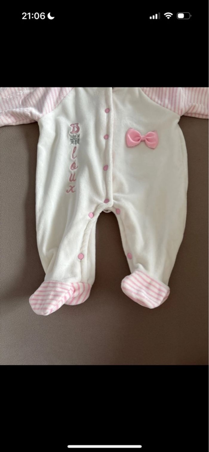 Pyjama Grenouillère Rose et Blanc - Taille 0 mois / naissance - photo numéro 7