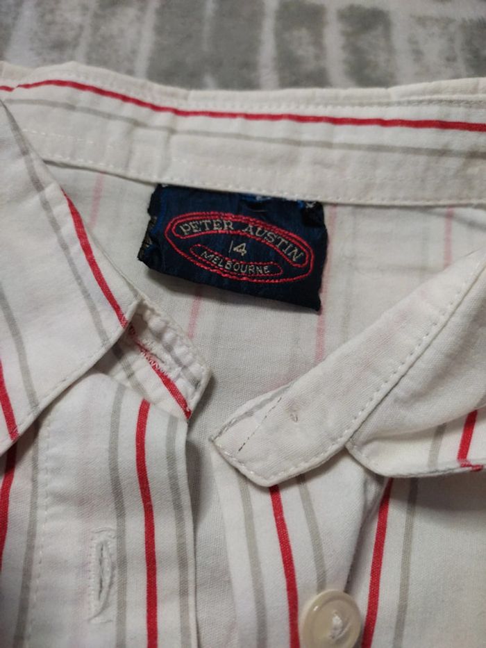 Chemise manches longues rayure rouge gris Peter Austin taille xl - photo numéro 3