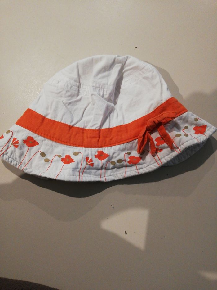 Chapeau fille blanc et orange 47 cm - photo numéro 2