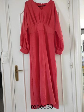 Robe longue à manches longues corail