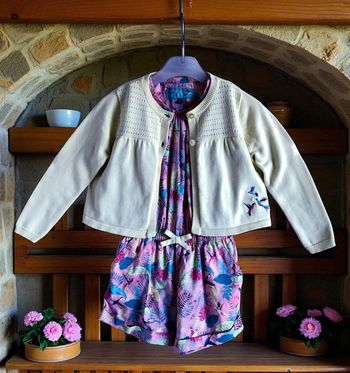 SERGENT MAJOR - 2P FILLE - COMBISHORT IMPRIMÉ TROPICAL AVEC GILET ASSORTI 3A