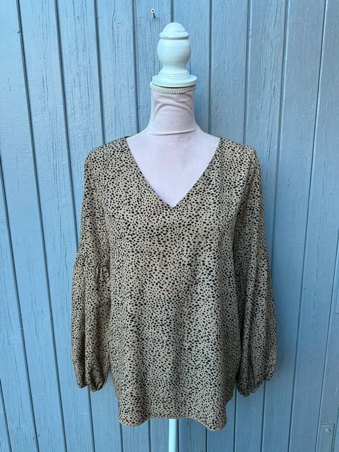 Blouse manches longues décolleté léopard shein été légère
