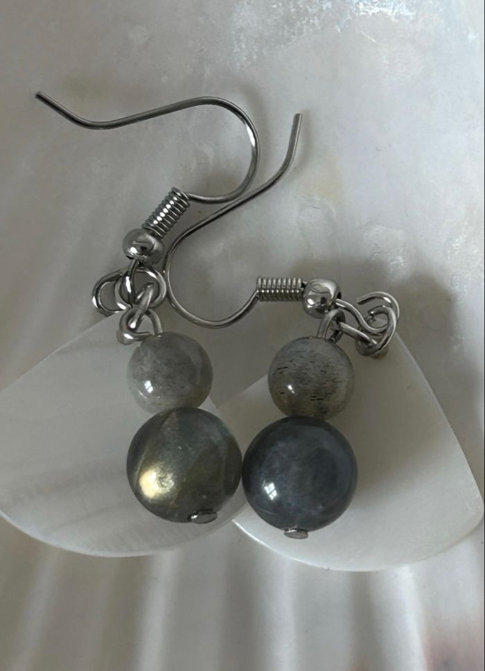 Boucle d’oreille en labradorite naturelle - photo numéro 3