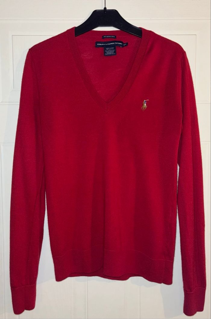 Pull Ralph Lauren Neuf Rouge/Bordeaux Logo Coloré - Taille M/38 - photo numéro 5