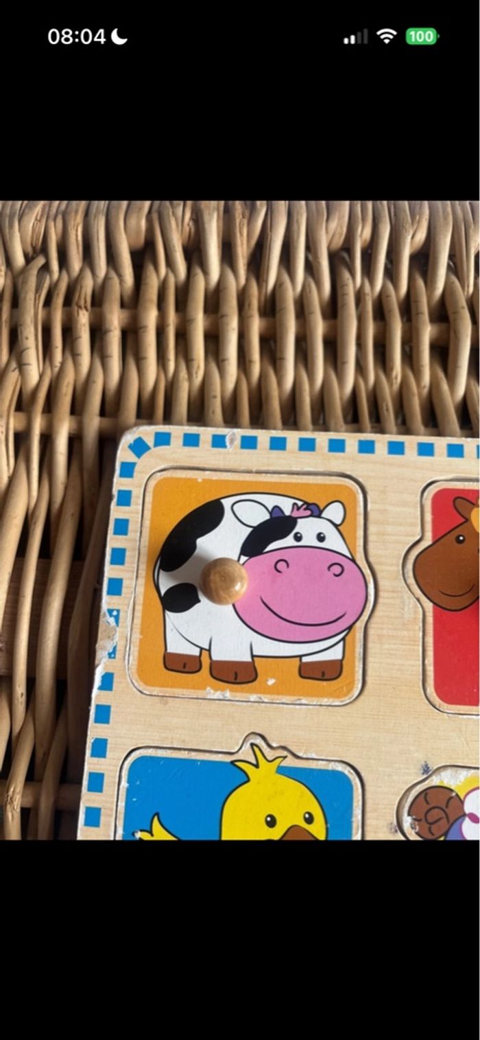 Puzzle animaux en bois état satisfaisant Quelque trace usure - photo numéro 2