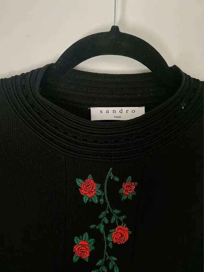 Robe Maille Brodée Sandro Taille 40 - photo numéro 13