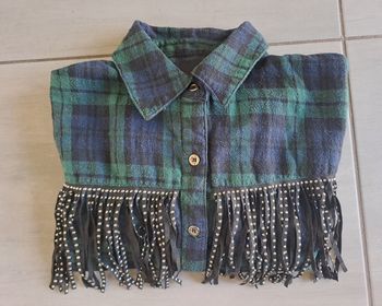 Chemise Tartan bleu vert à franges strass Skatïe Taille M 