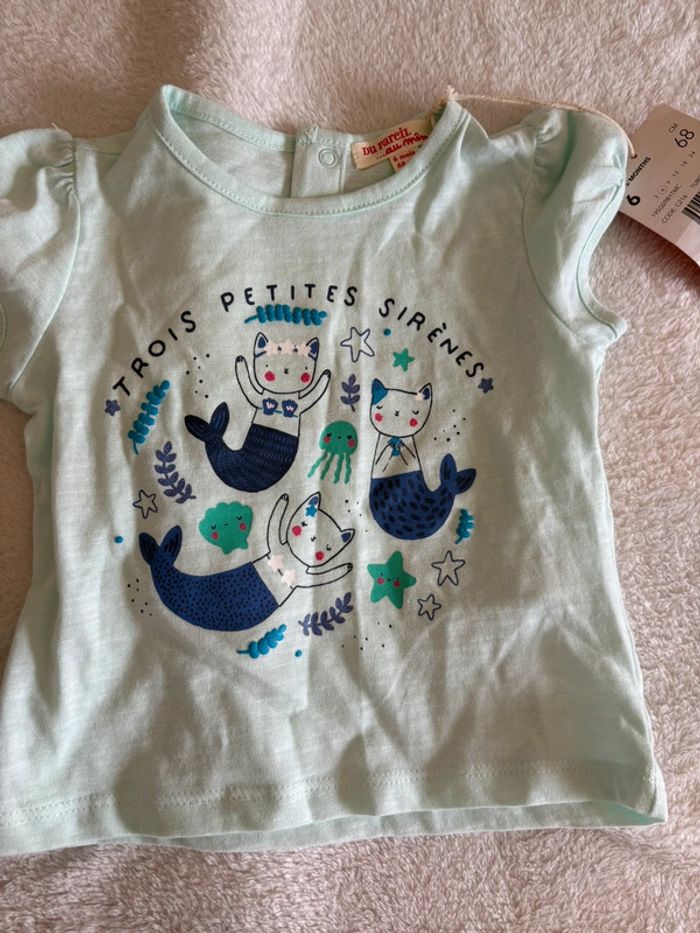 T-shirt bébé “Trois petites sirènes” Du Pareil au Même – 6 mois - photo numéro 3