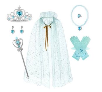 Lot d’accessoires princesse bleu cape, couronne, baguette, bijoux Taille 3-6ans
