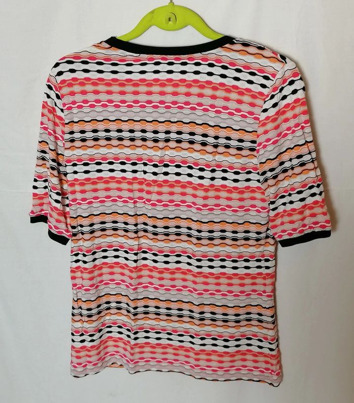 Top / tee-shirt fluide rayures strech orange blanc rose noir taille 38 Betty Barclay - photo numéro 10