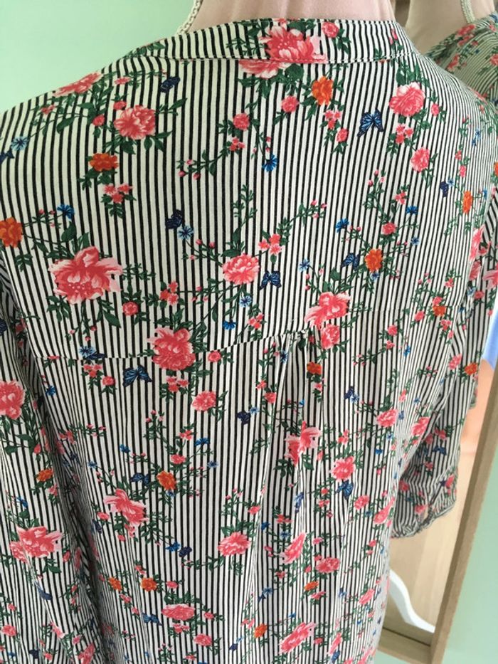 Robe chemise rayée fleurie - photo numéro 7