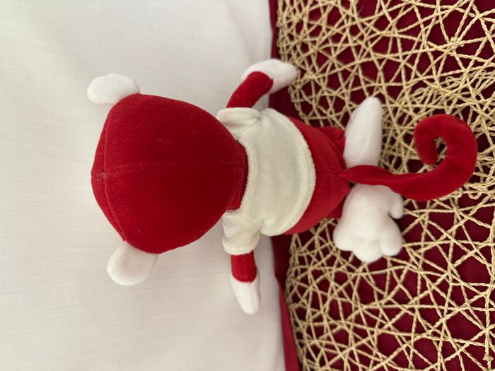 doudou singe rouge , blanc - photo numéro 4