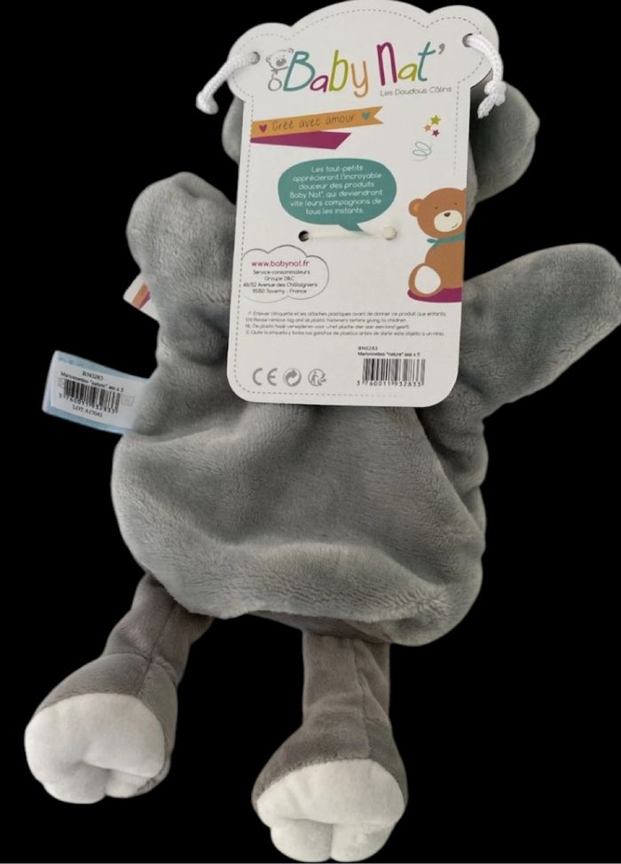 ❤️B4786 Doudou marionnette Koala Nature BABY NAT Babynat Gris Blanc - photo numéro 2