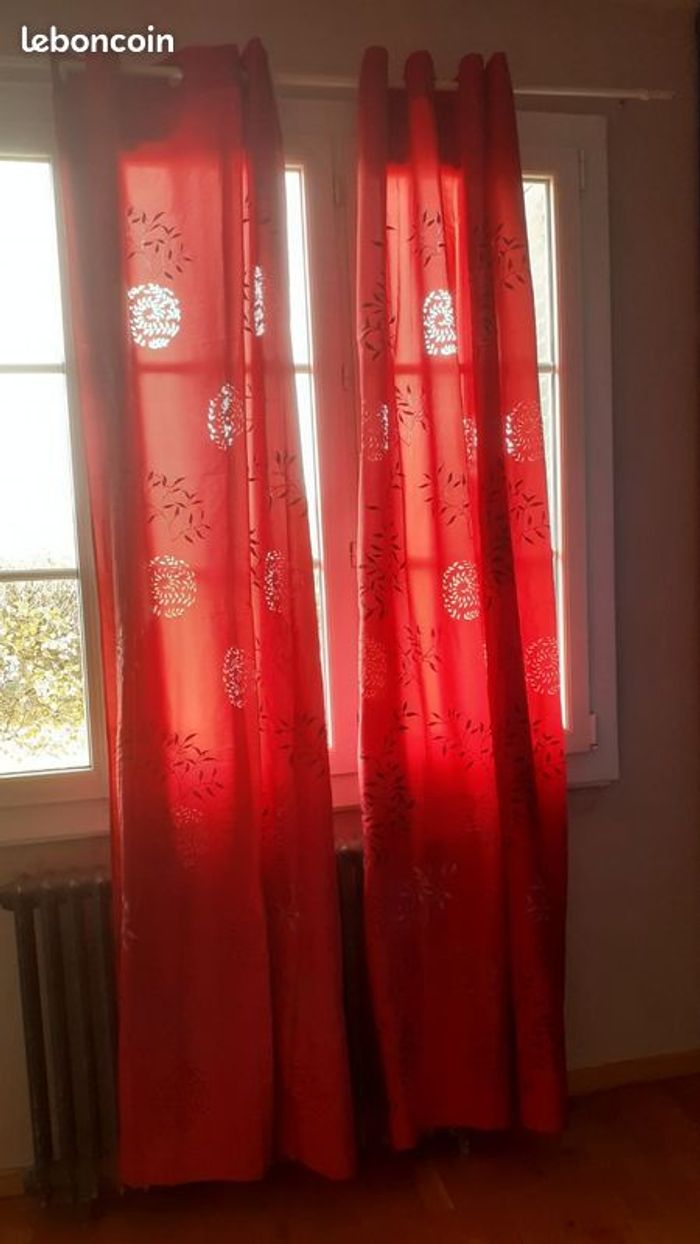 1 paire de rideaux rouge/bordeaux - photo numéro 2